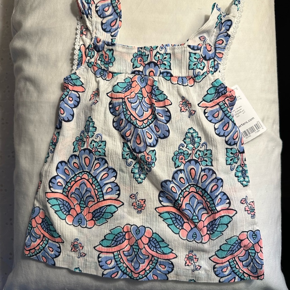 Carter's 12M Blue and Pink Floral Top